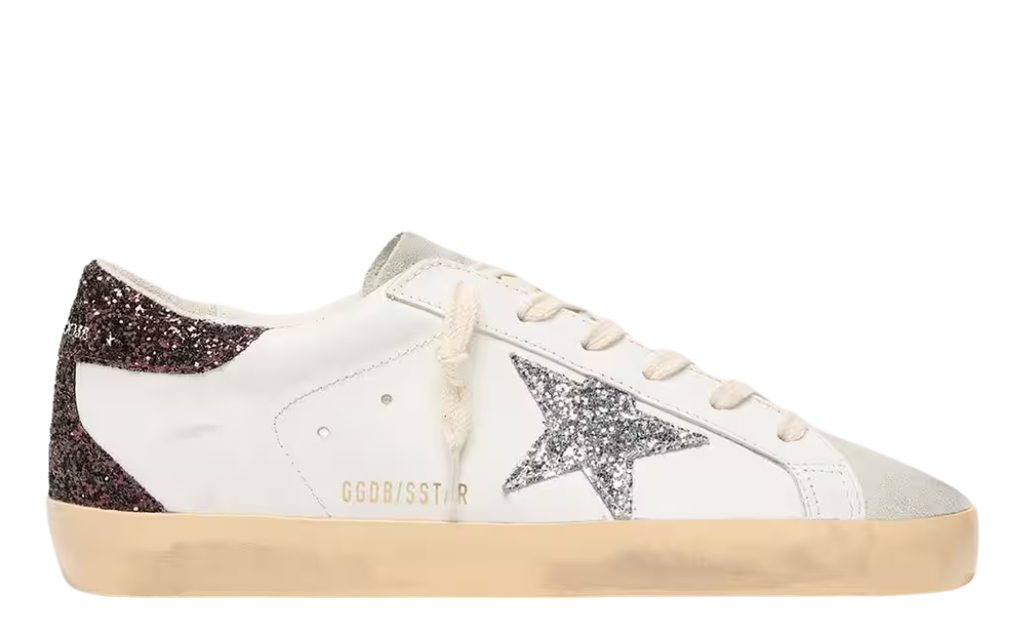 Golden Goose Super-Star 'Silver Glitter Star/Brown Glitter Heel Tab'