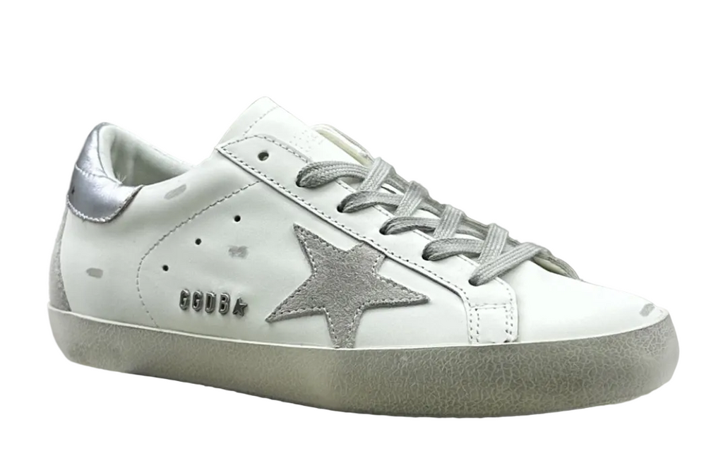 Golden Goose Super-Star 'Grey Suede Star/Silver Heel Tab'