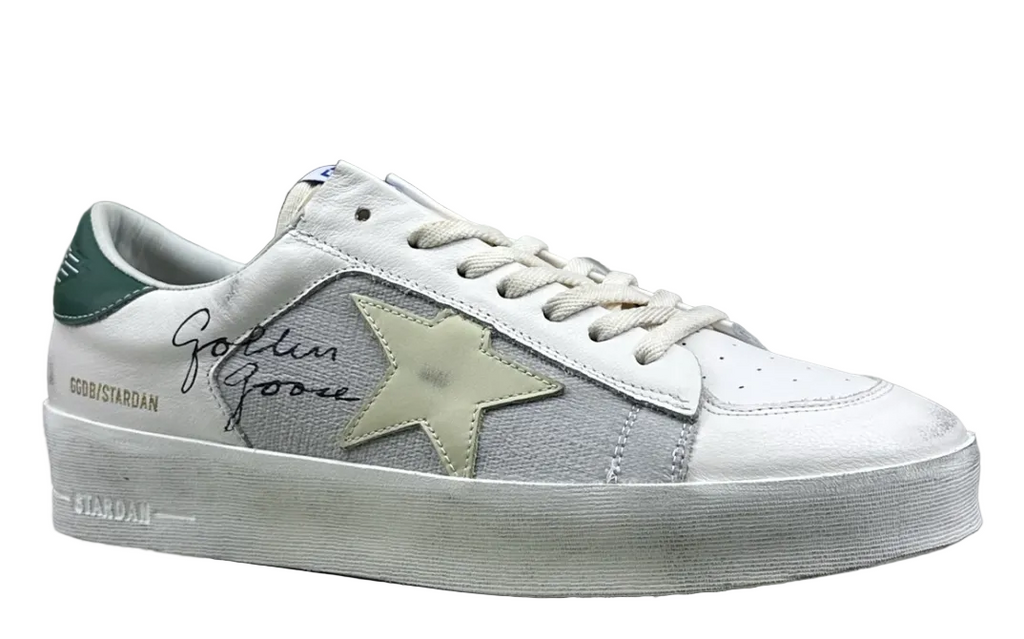 Golden Goose Stardan 'Beige Star/Green Leather Heel Tab'