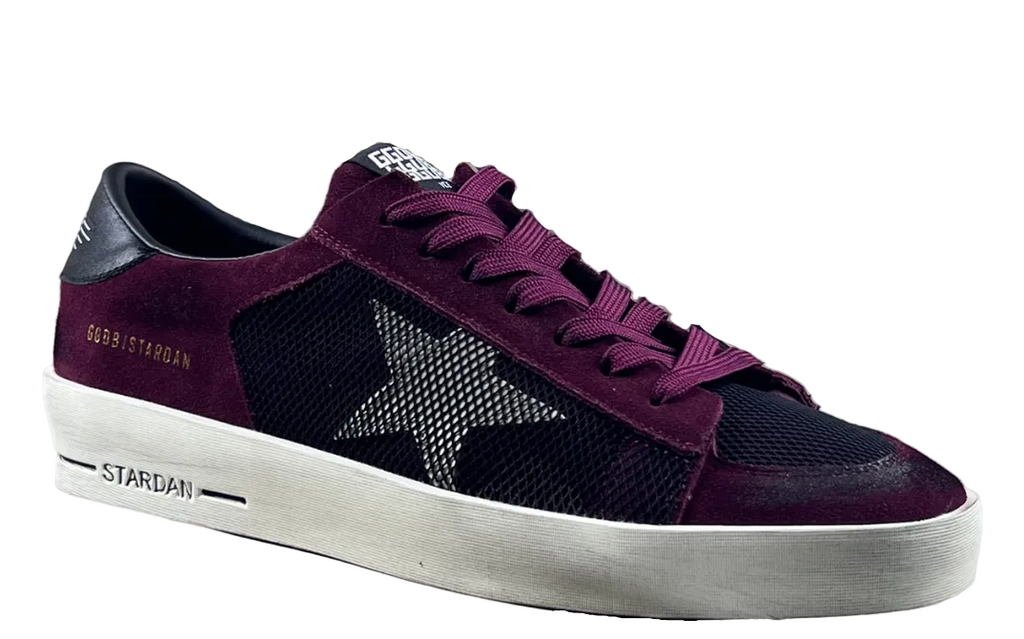 Golden Goose Stardan 'Black Mesh Burgundy Suede White Leather Star/Black Leather Heel Tab'