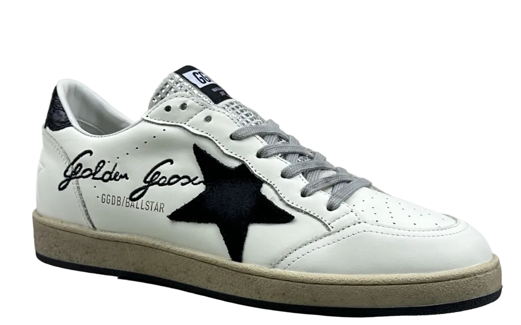 Golden Goose Ball-Star 'Black Suede Star/Black Crocodile Leather Heel Tab'