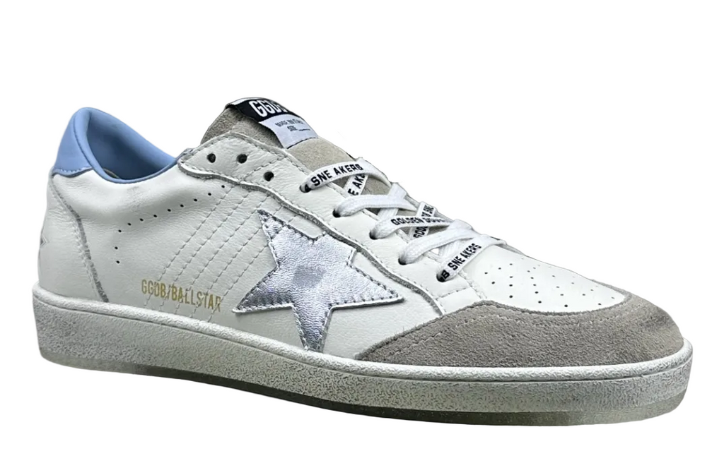 Golden Goose Ball-Star 'Silver Star/Light Blue Heel Tab'