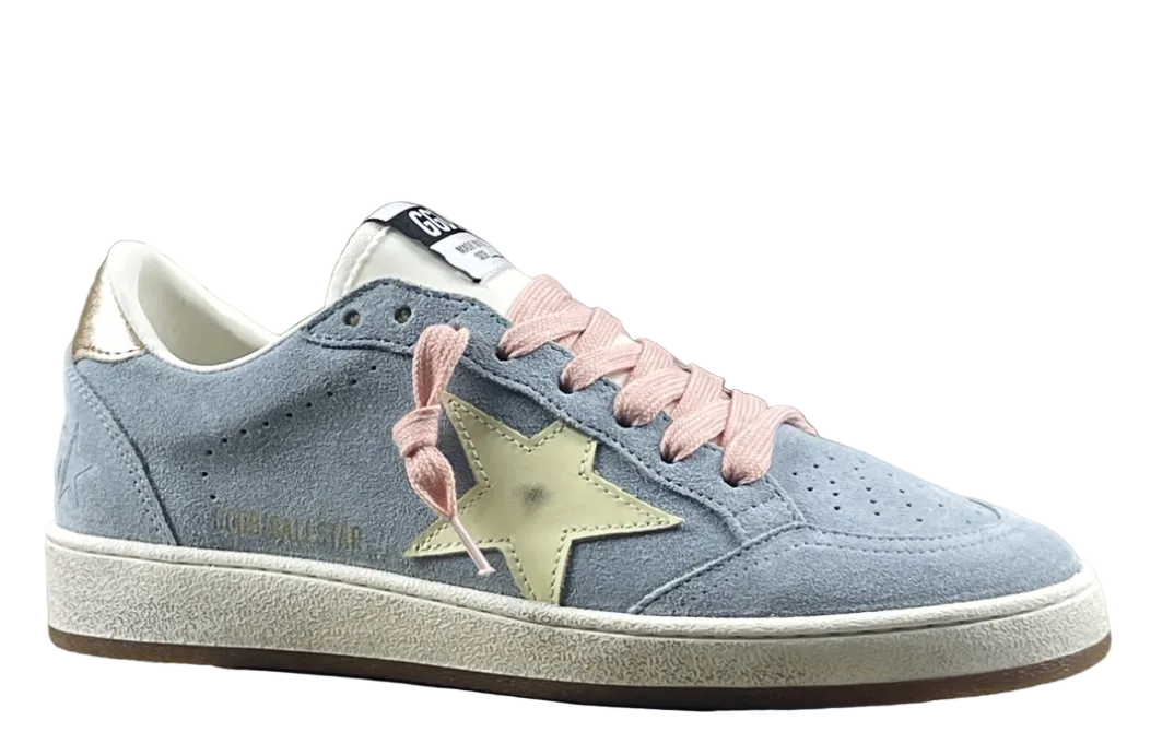 Golden Goose Ball-Star 'Misty Blue Suede Beige Star/Gold Heel Tab'