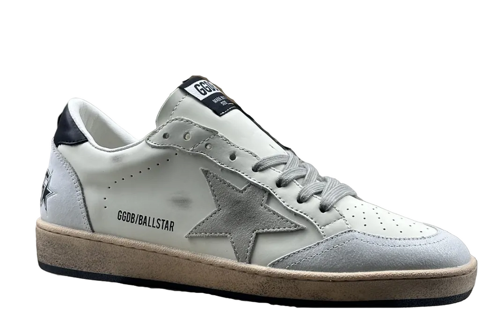 Golden Goose Ball-Star 'White Nappa Leather Grey Suede Star/Black Heel Tab'
