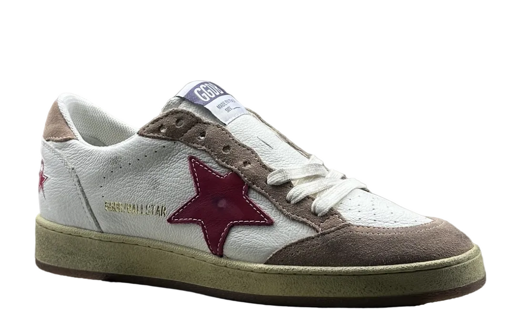 Golden Goose Ball-Star 'Red Leather Star/Brown Suede Heel Tab'