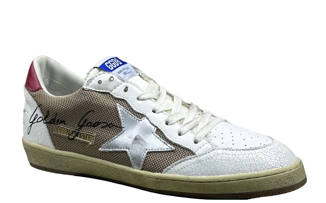 Golden Goose Ball-Star 'Brown Mesh Silver Star/Red Heel Tab'
