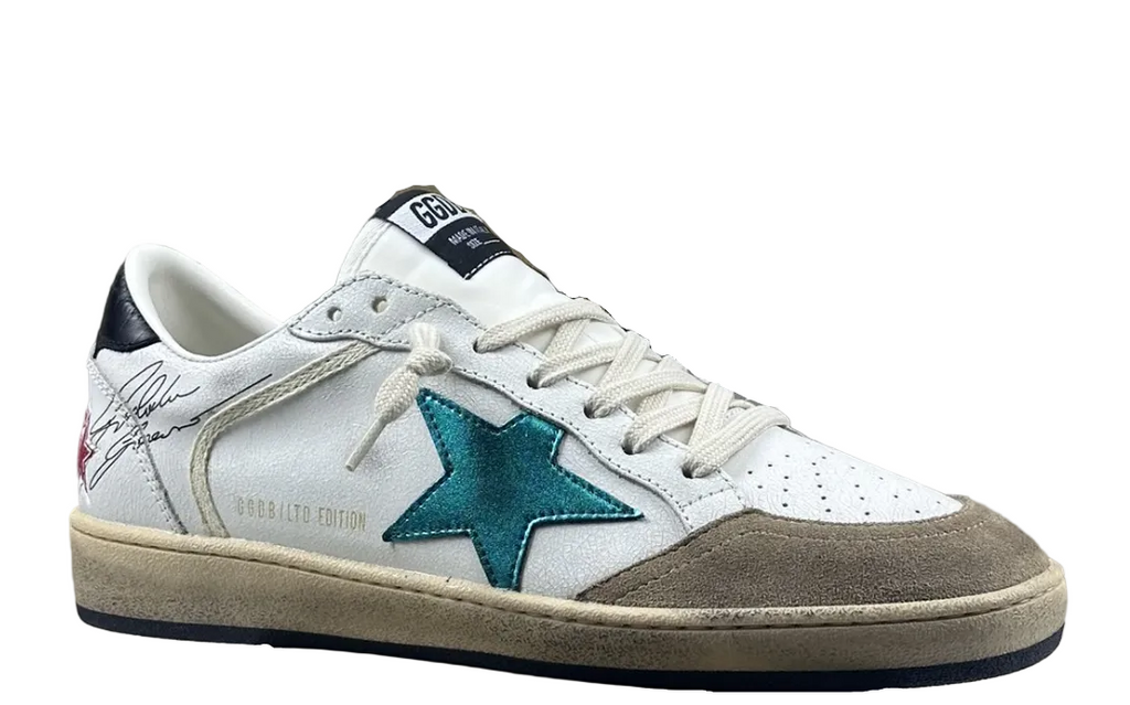 Golden Goose Ball-Star 'Metallic Green Star/Black Crocodile Print Heel Tab'