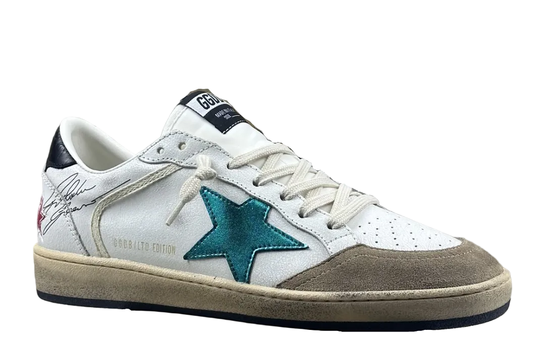 Golden Goose Ball-Star 'Metallic Green Star/Black Crocodile Print Heel Tab'