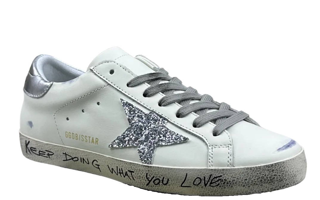 Golden Goose Super-Star 'Silver Glitter Star/Silver Heel Tab'