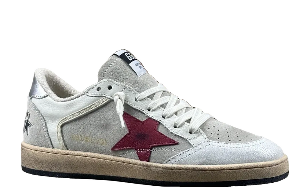 Golden Goose Ball-Star 'Red Leather Star/Silver Heel Tab'