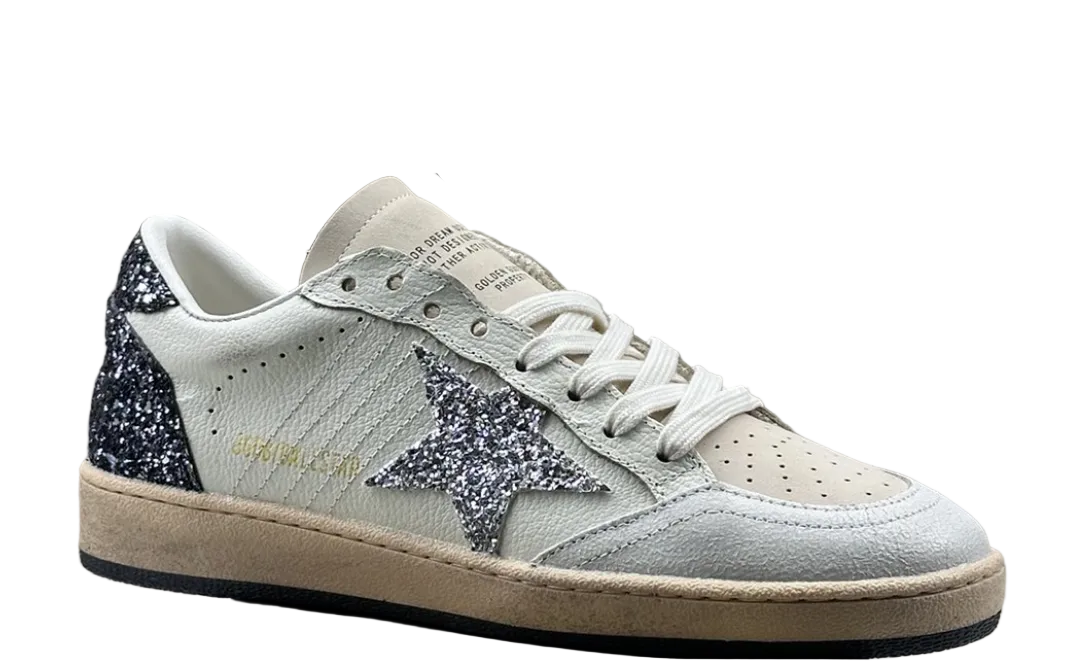 Golden Goose Ball-Star 'Silver Glitter Star/Black Glitter Heel Tab'