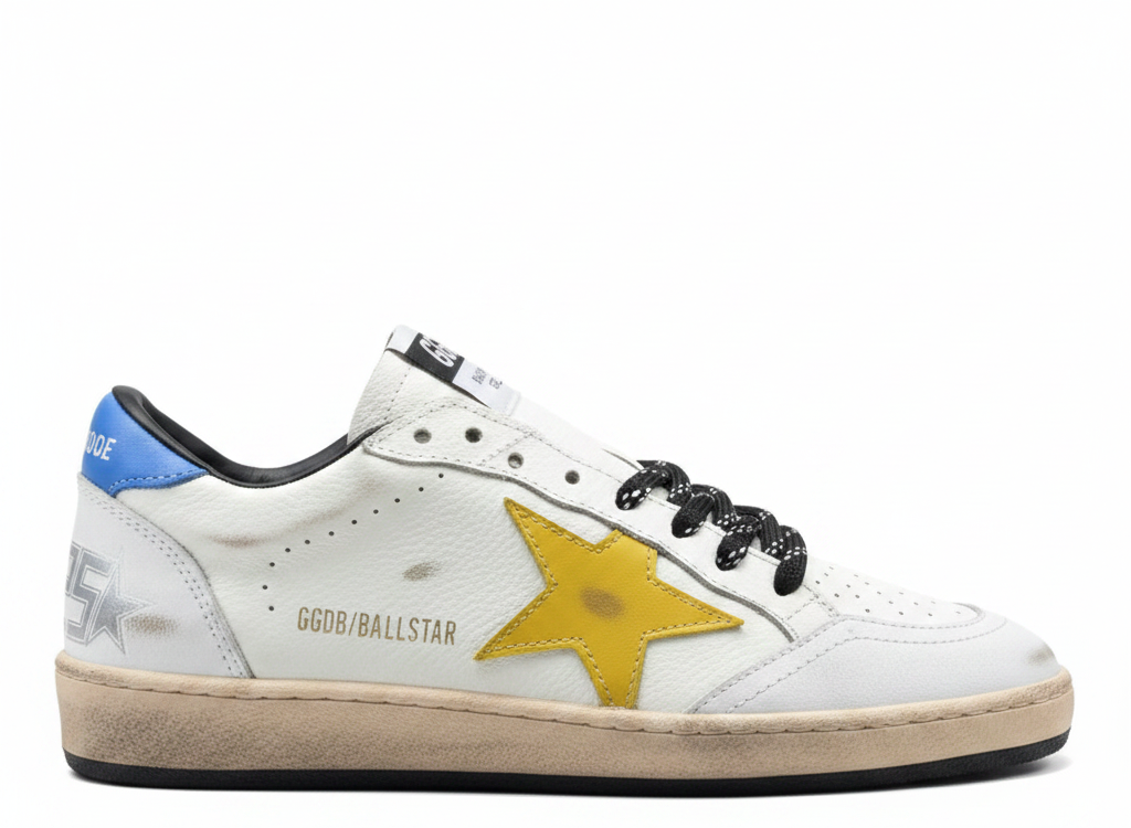 Golden Goose Ball-Star 'Yellow Star/Sky Blue Heel Tab'