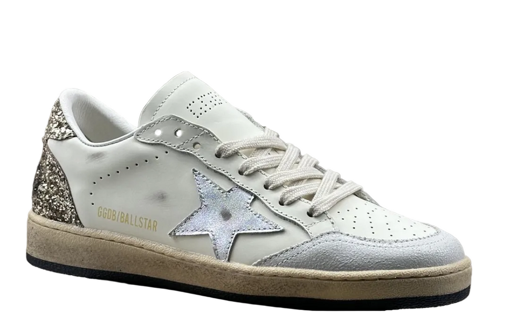 Golden Goose Ball-Star 'Silver Star/Gold Glitter Heel Tab'