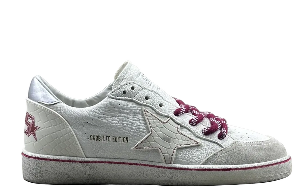 Golden Goose Ball-Star LTD 'White Crocodile Print Leather Star/Silver Heel Tab'