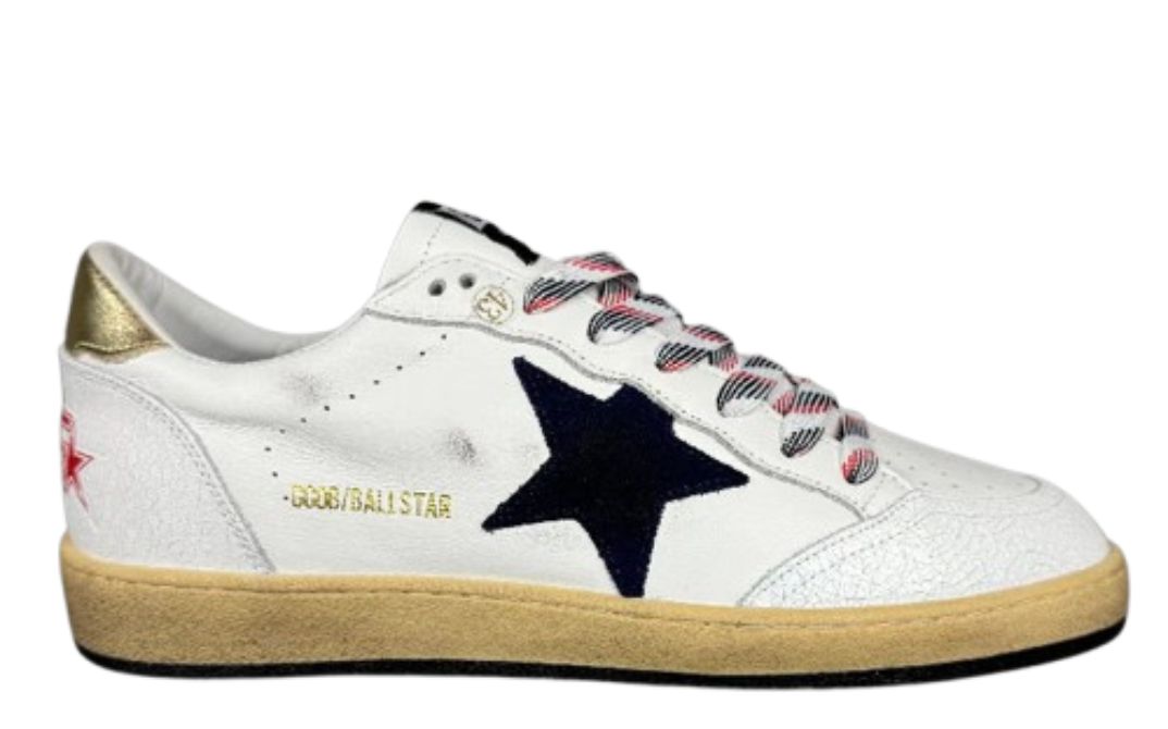 Golden Goose Ball-Star 'Suede Navy Star/ Metallic Gold Tab'