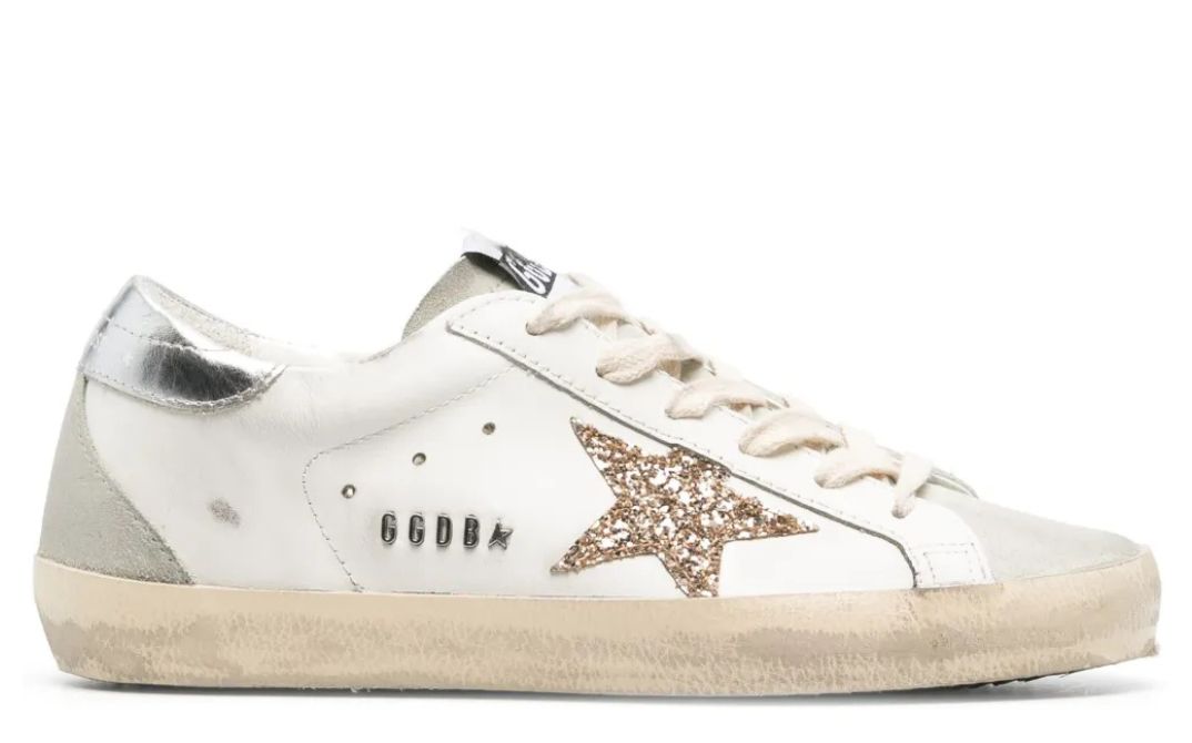 Golden Goose Super-Star 'Ruby Glitter Star/Silver Leather Heel Tab'