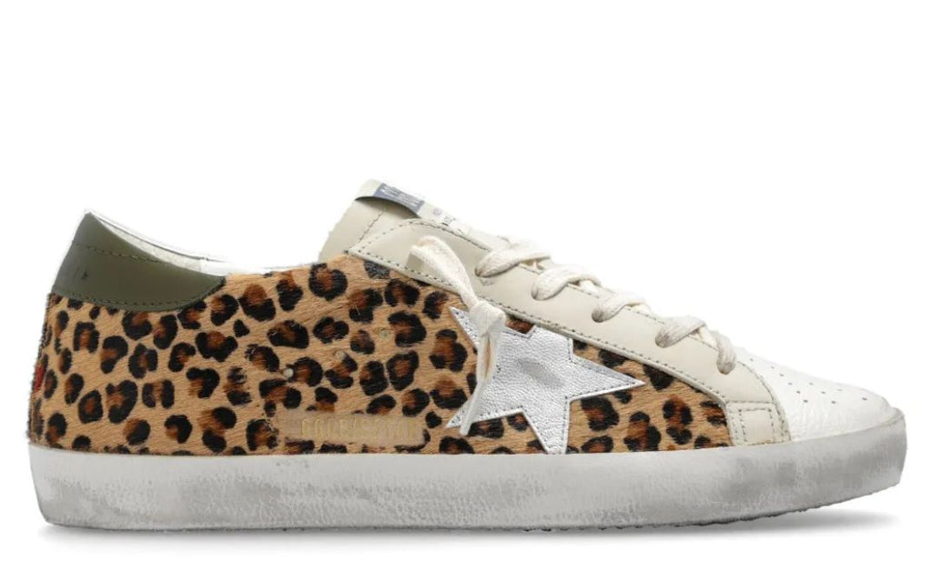 Golden Goose Super-Star 'Leopard Print Uppers Silver Star/Olive Tab'