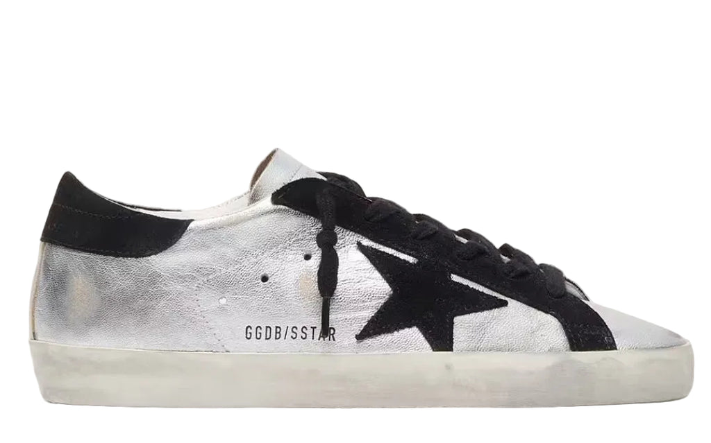 Golden Goose Super-Star 'Silver Leather Suede Black Star/Suede Black Tab'