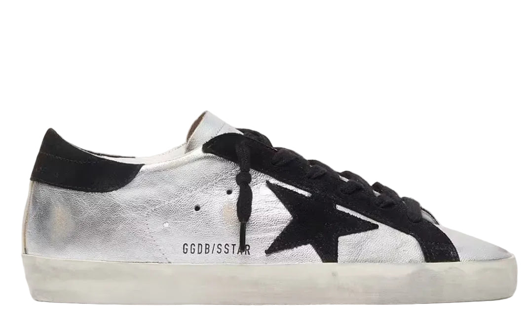 Golden Goose Super-Star 'Silver Leather Suede Black Star/Suede Black Tab'