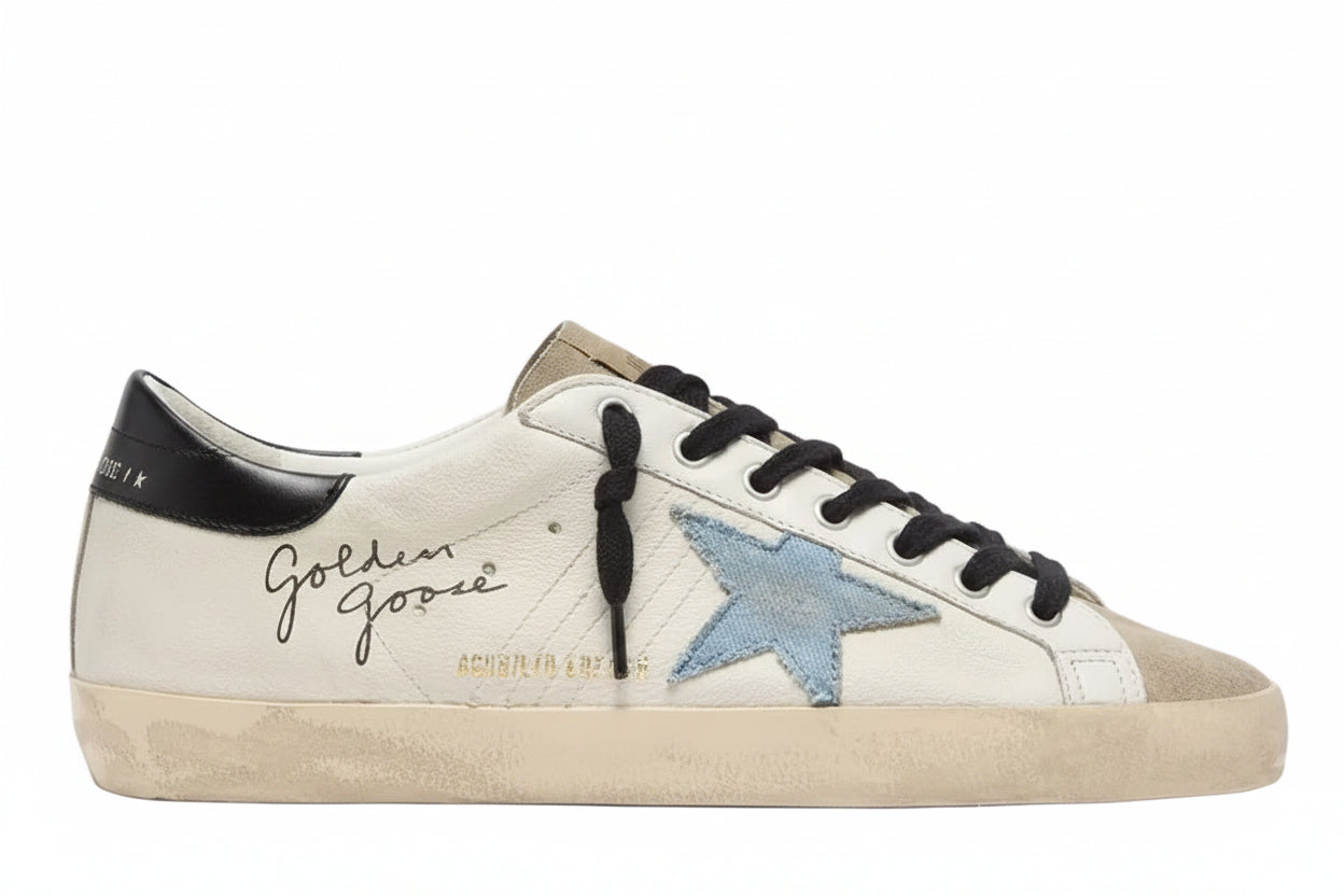 Golden Goose Super-Star 'Light Blue Denim Star Leather Black Tab'
