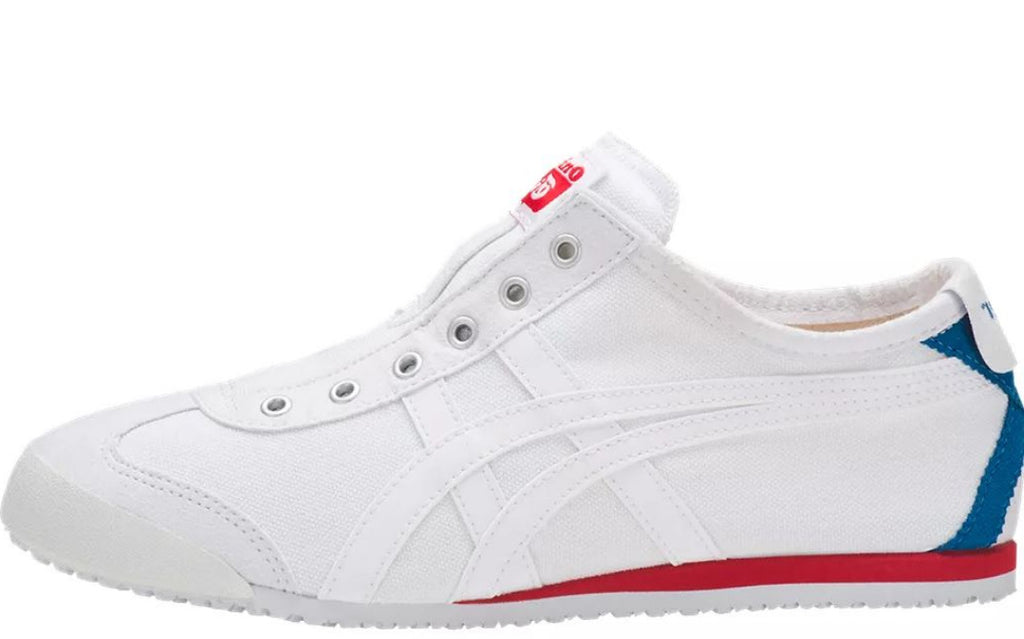 Onitsuka Tiger Mexico 66 Slip-On sneakers white canvas upper with blue and red tricolor accents - TG version
