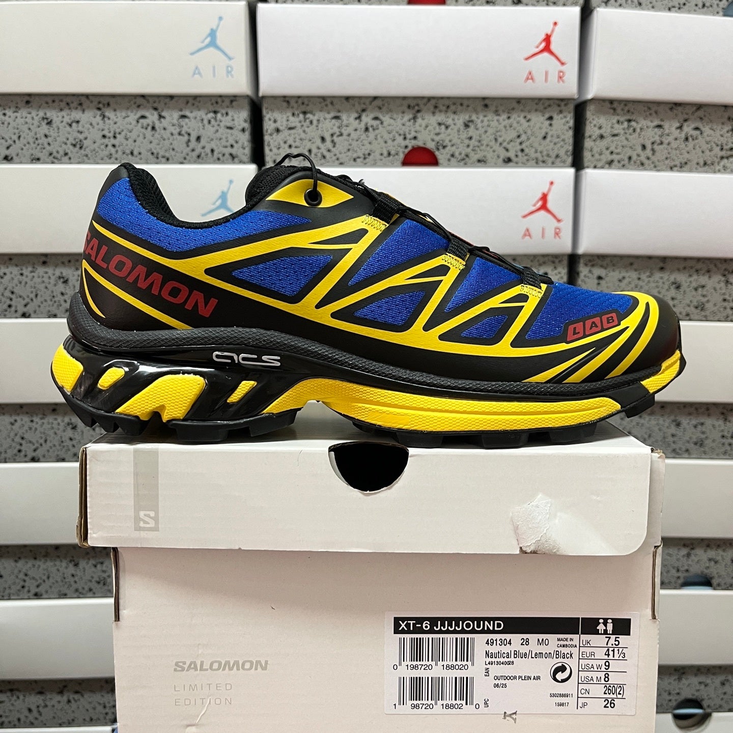 SALOMON-XT-6 JJJJound 'Nautical Blue Lemon Black'