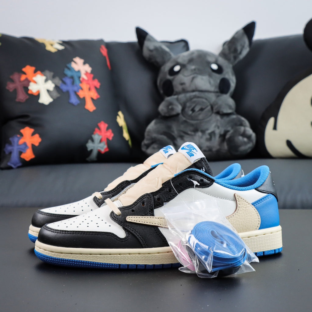 Jordan 1 Retro Low x Fragment Design x Travis Scott x 'Sail Black Military Blue'