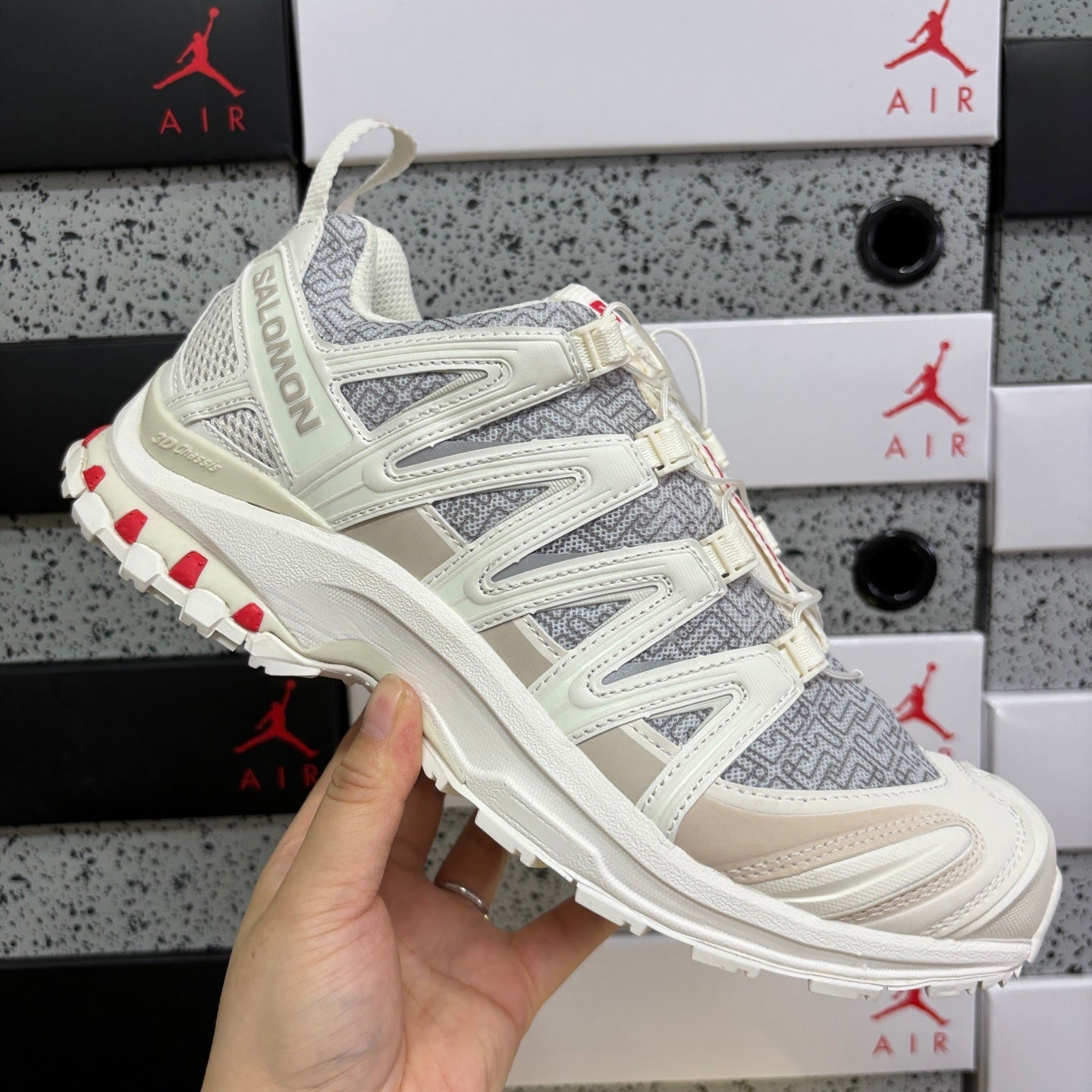 SALOMON-XA Pro 3D Panhui 'Vanilla Ice Rainy Day Fiery Red'