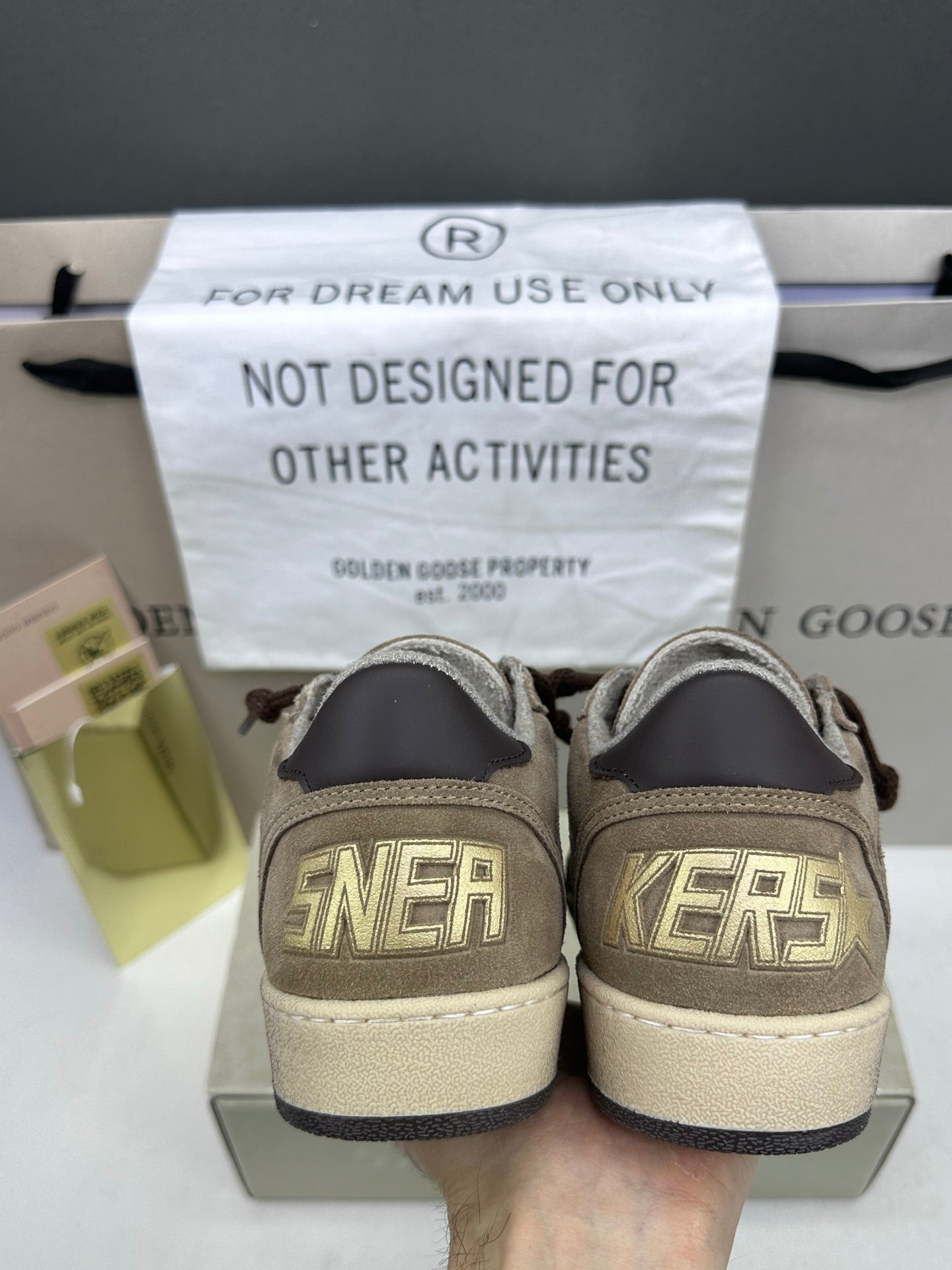 Golden Goose Ball-Star 'Beige Suede Dark Brown Glitter Star/Dark Brown Tab