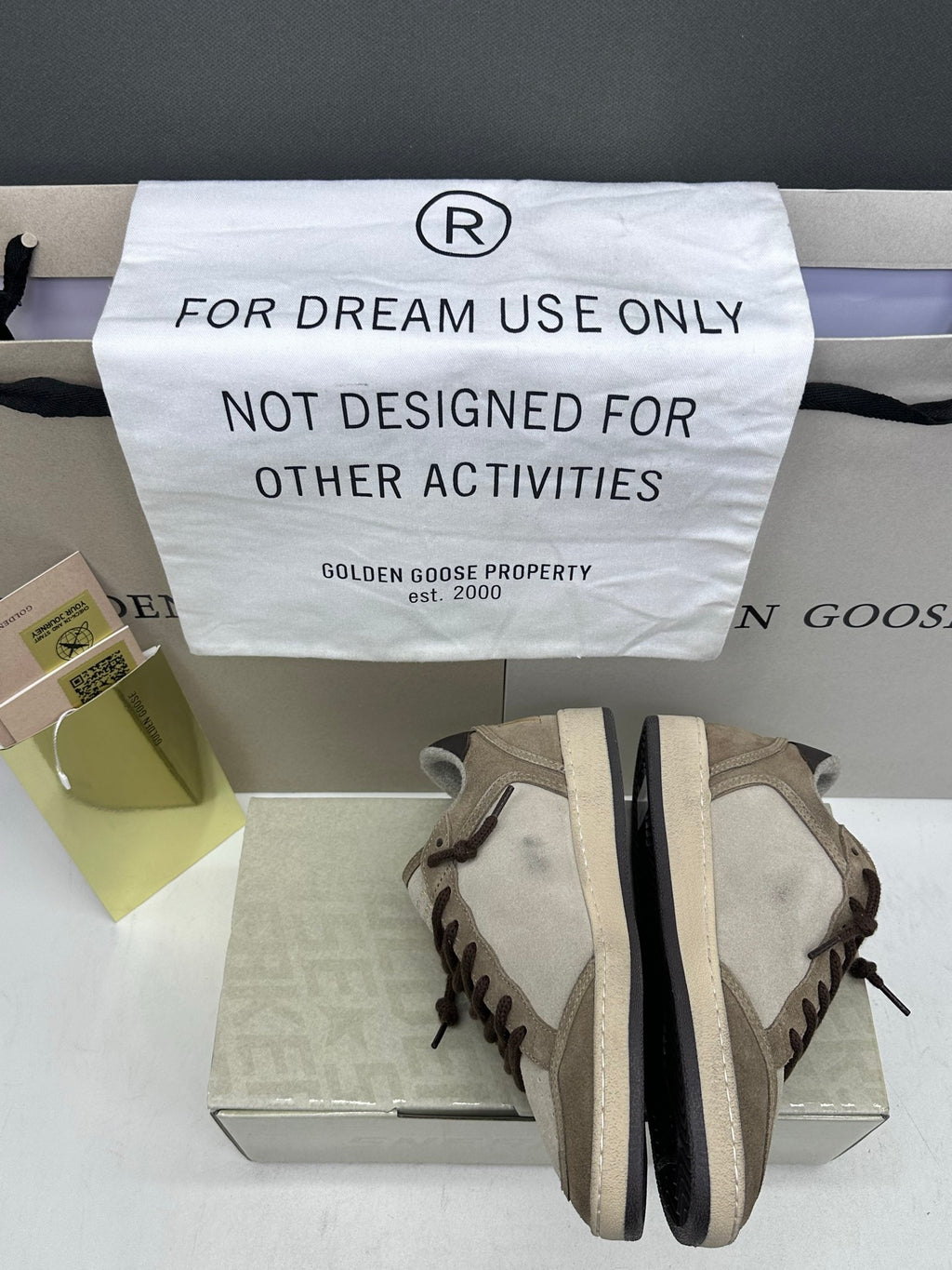 Golden Goose Ball-Star 'Beige Suede Dark Brown Glitter Star/Dark Brown Tab