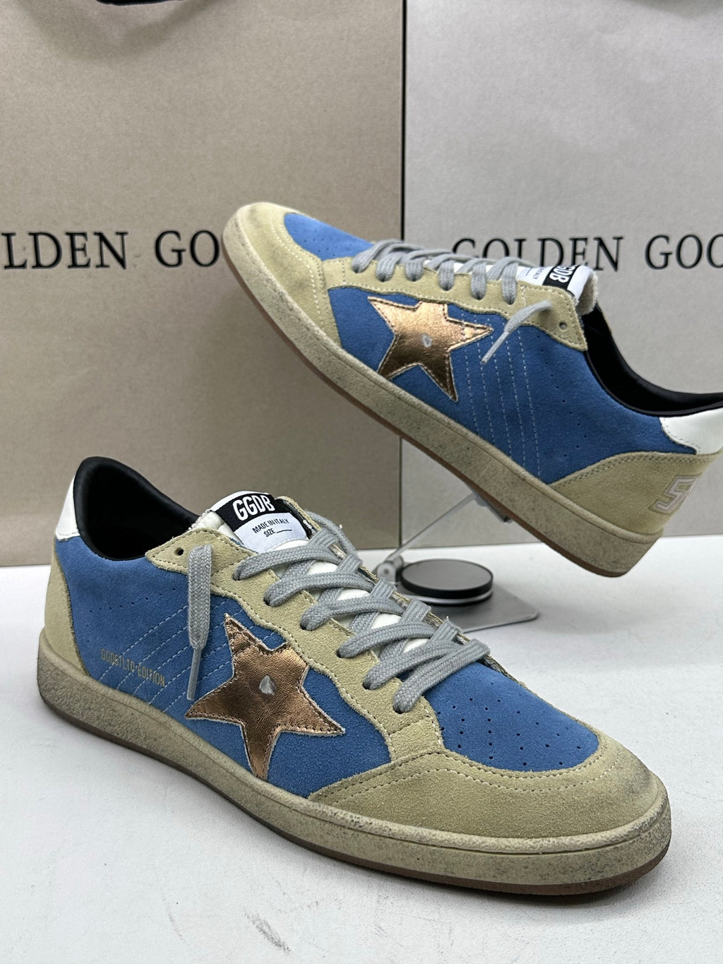 Golden Goose Ball-Star LTD 'Blue Suede Metallic Gold Star/White Tab'