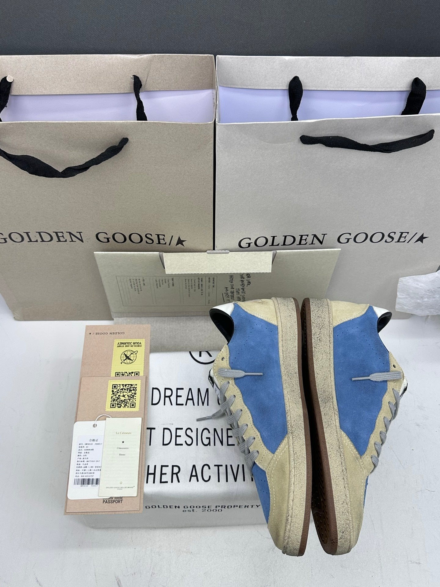 Golden Goose Ball-Star LTD 'Blue Suede Metallic Gold Star/White Tab'