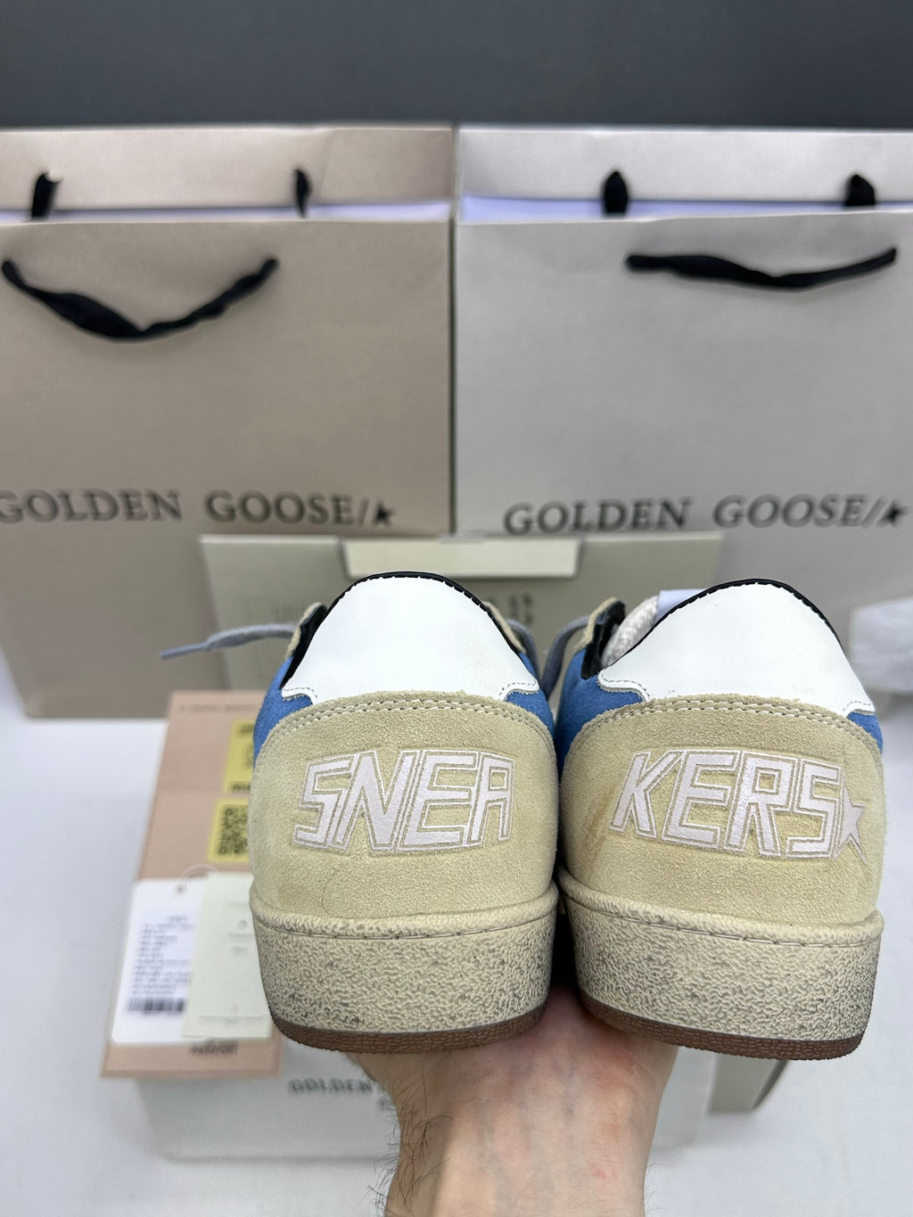 Golden Goose Ball-Star LTD 'Blue Suede Metallic Gold Star/White Tab'