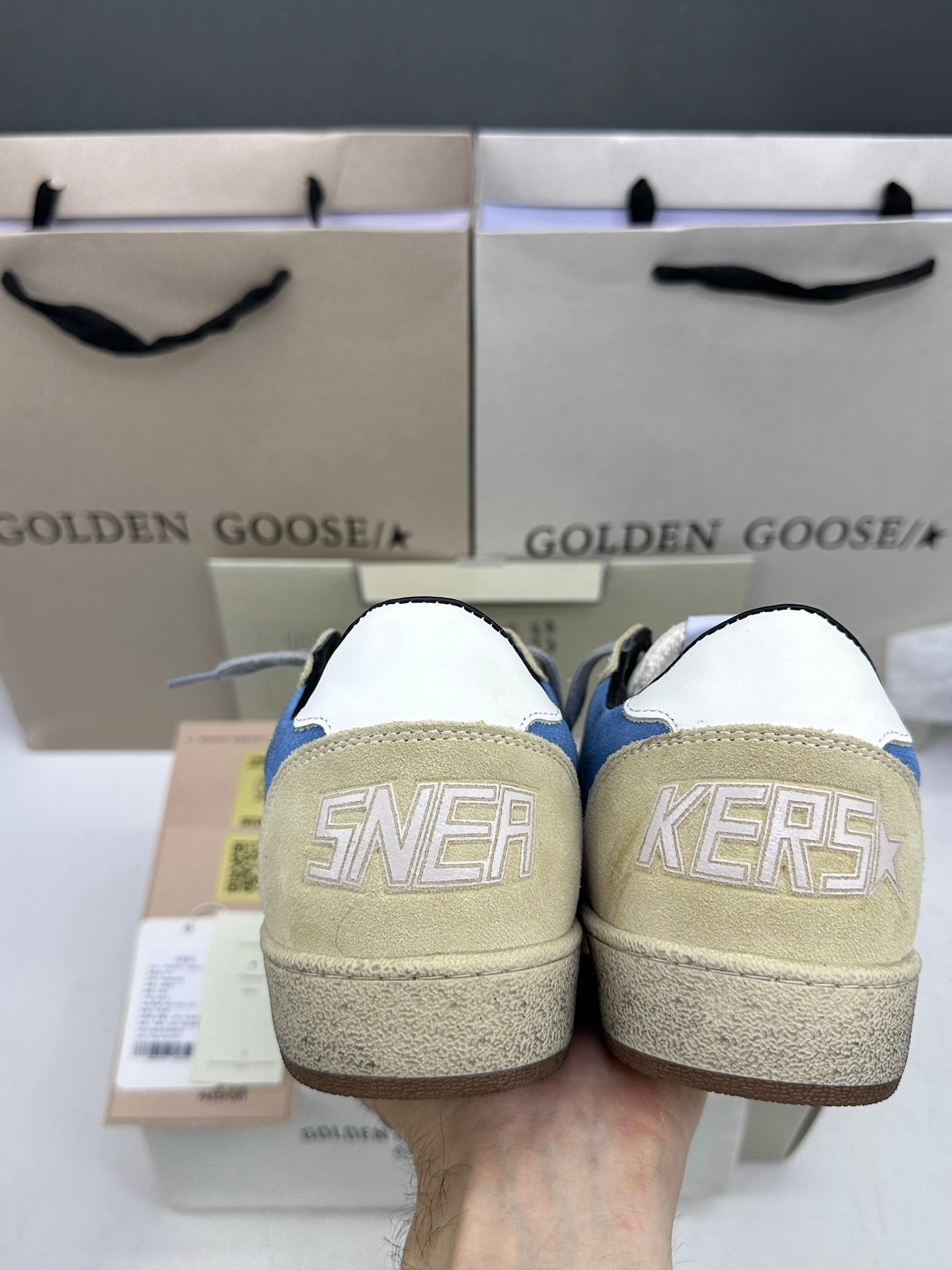 Golden Goose Ball-Star LTD 'Blue Suede Metallic Gold Star/White Tab'