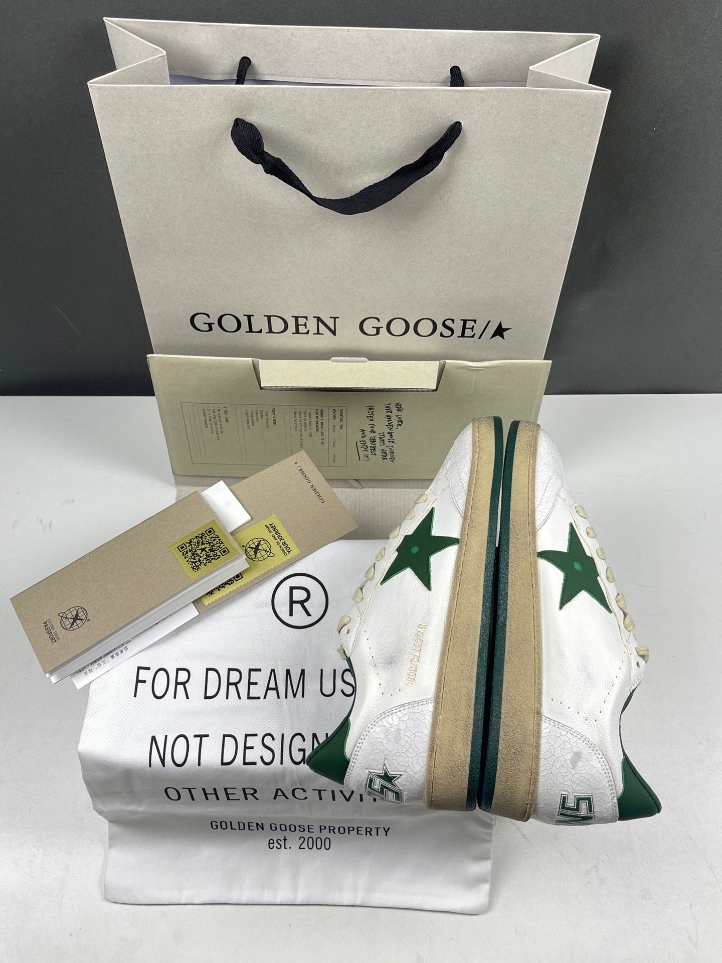 Golden Goose Ball-Star 'Green Leather Star & Heel Tab'