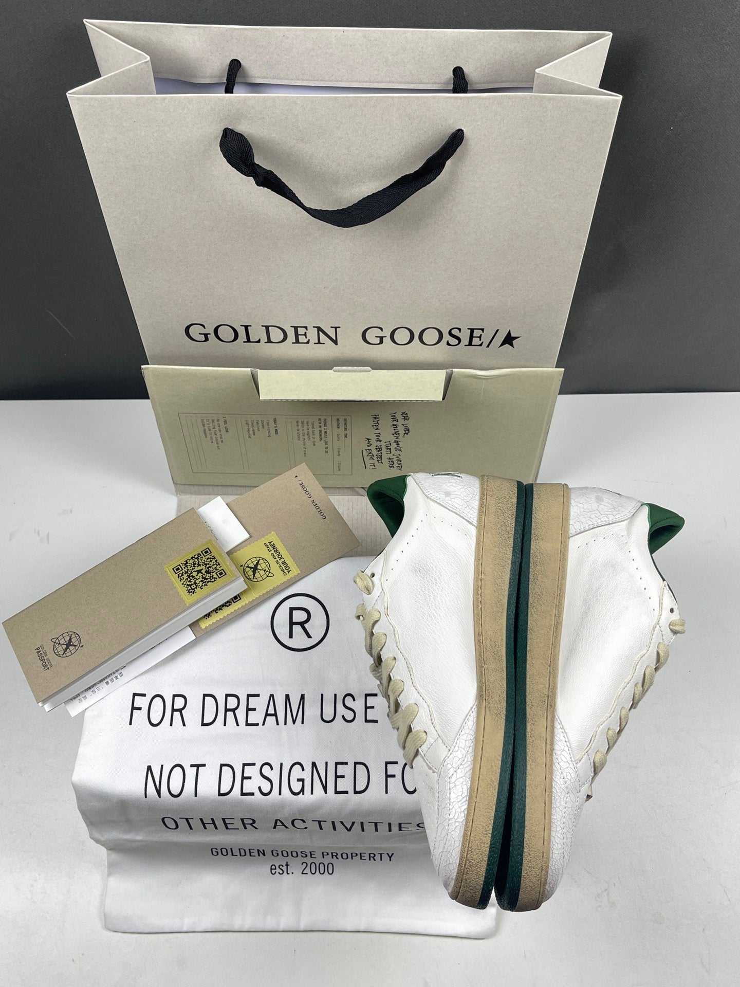 Golden Goose Ball-Star 'Green Leather Star & Heel Tab'
