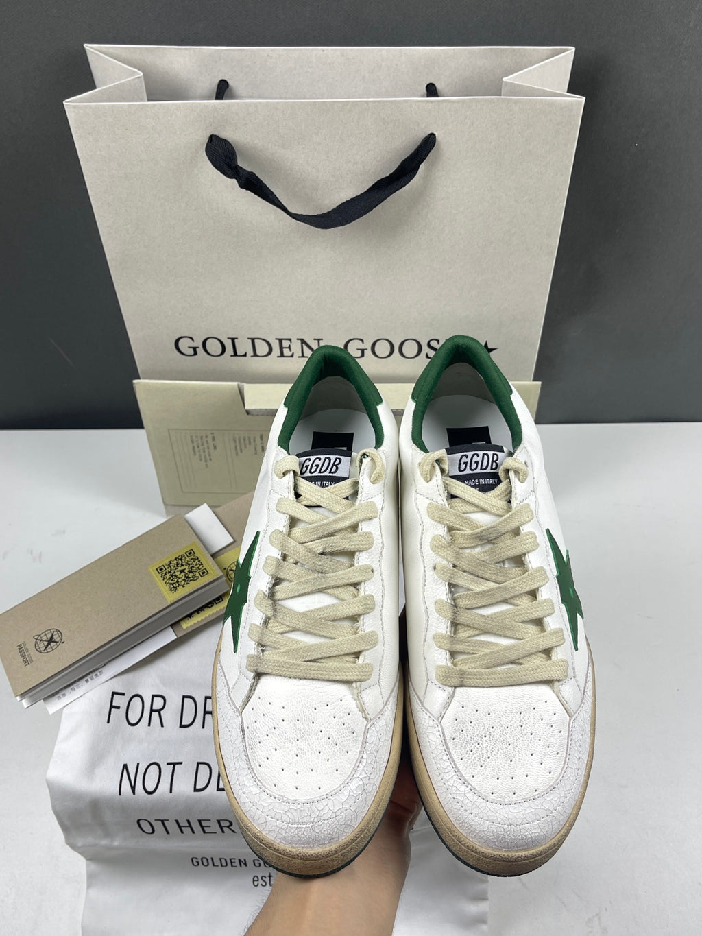 Golden Goose Ball-Star 'Green Leather Star & Heel Tab'
