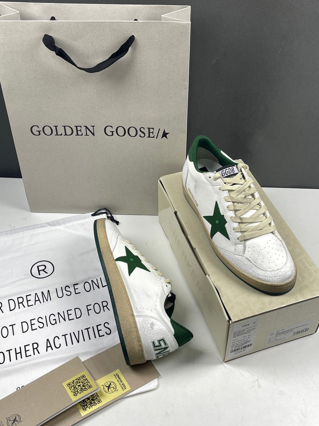 Golden Goose Ball-Star 'Green Leather Star & Heel Tab'