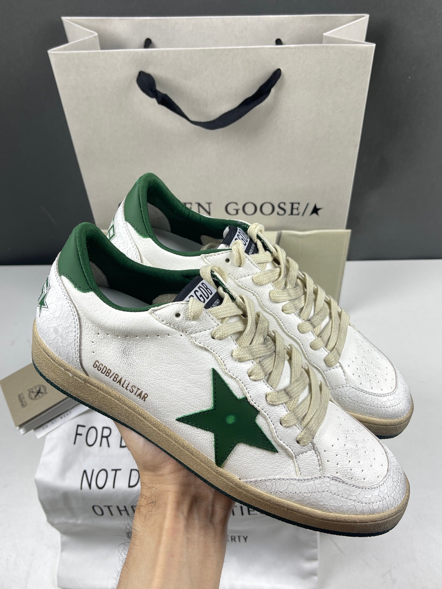 Golden Goose Ball-Star 'Green Leather Star & Heel Tab'