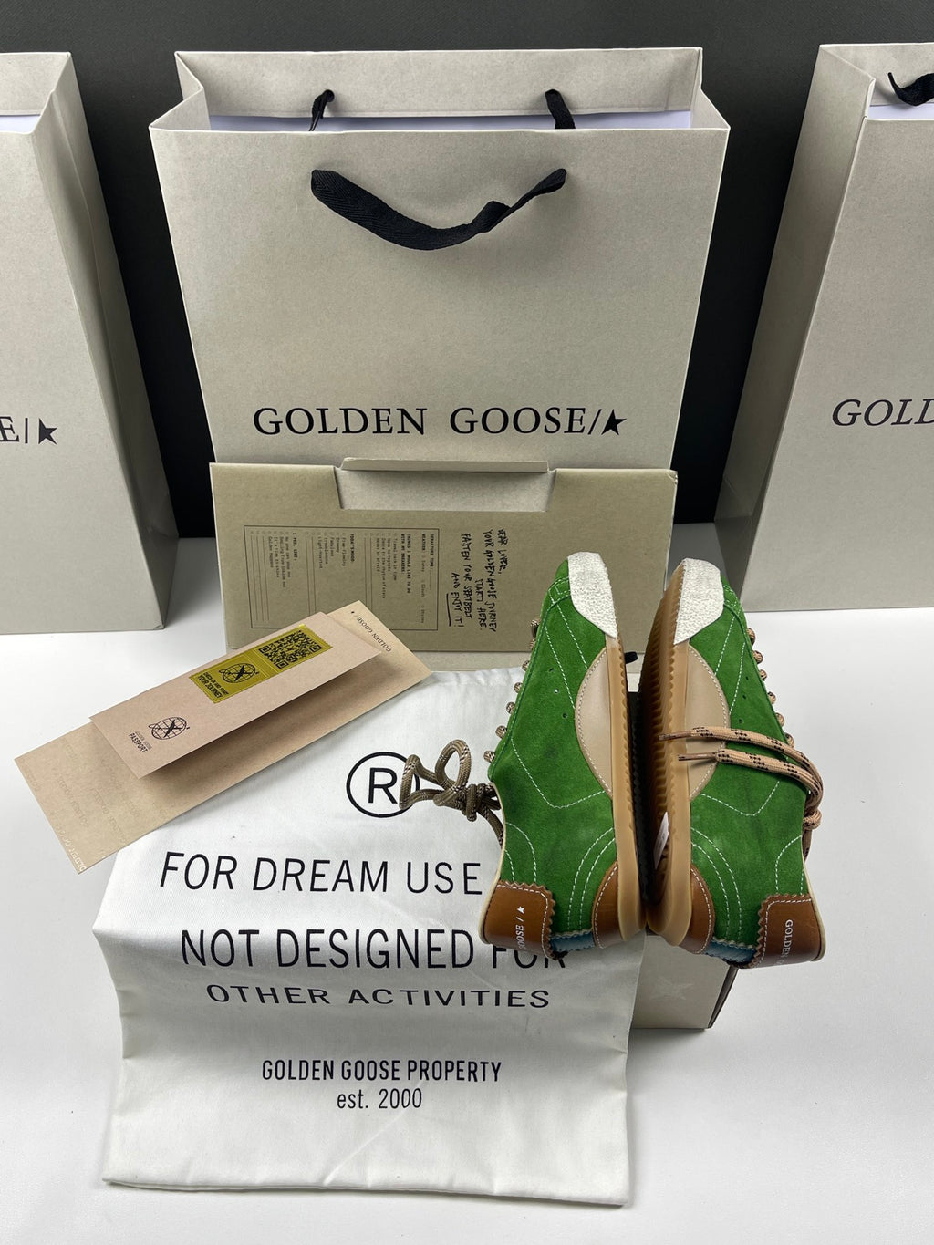 Golden Goose True-Star 'Green Suede White Leather Star/Brown Heel Tab'