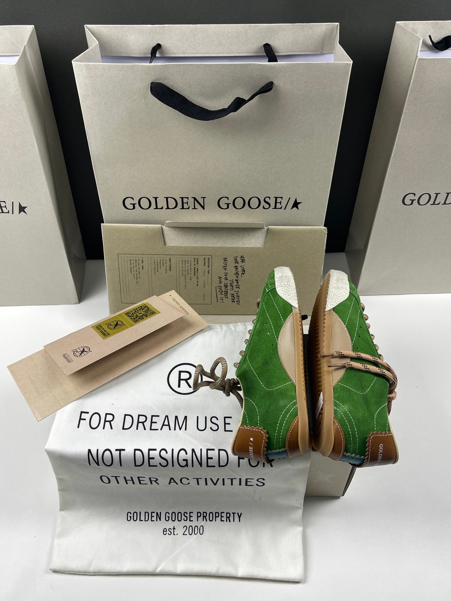 Golden Goose True-Star 'Green Suede White Leather Star/Brown Heel Tab'