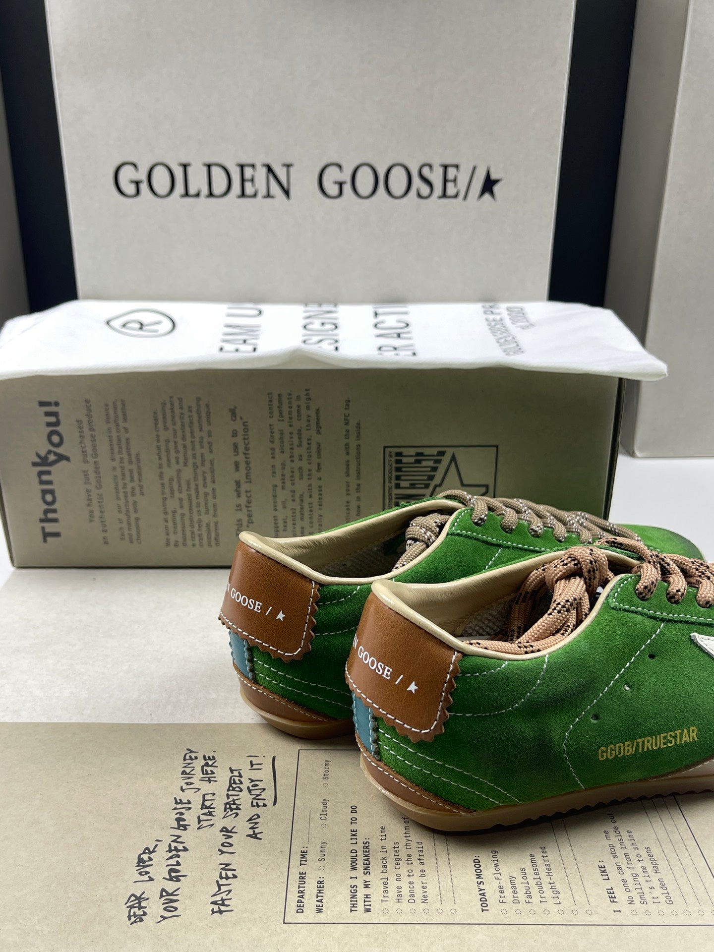Golden Goose True-Star 'Green Suede White Leather Star/Brown Heel Tab'