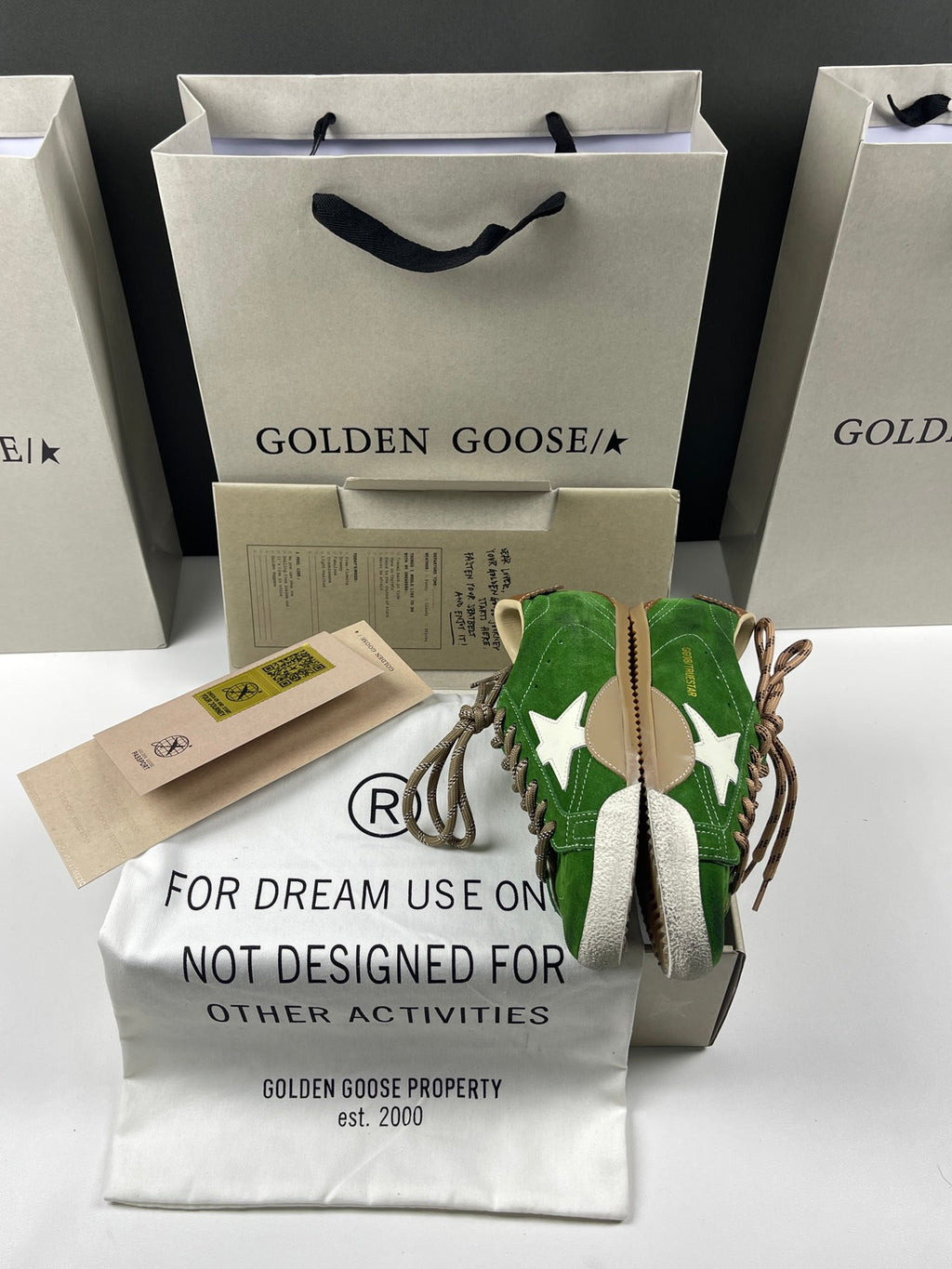 Golden Goose True-Star 'Green Suede White Leather Star/Brown Heel Tab'