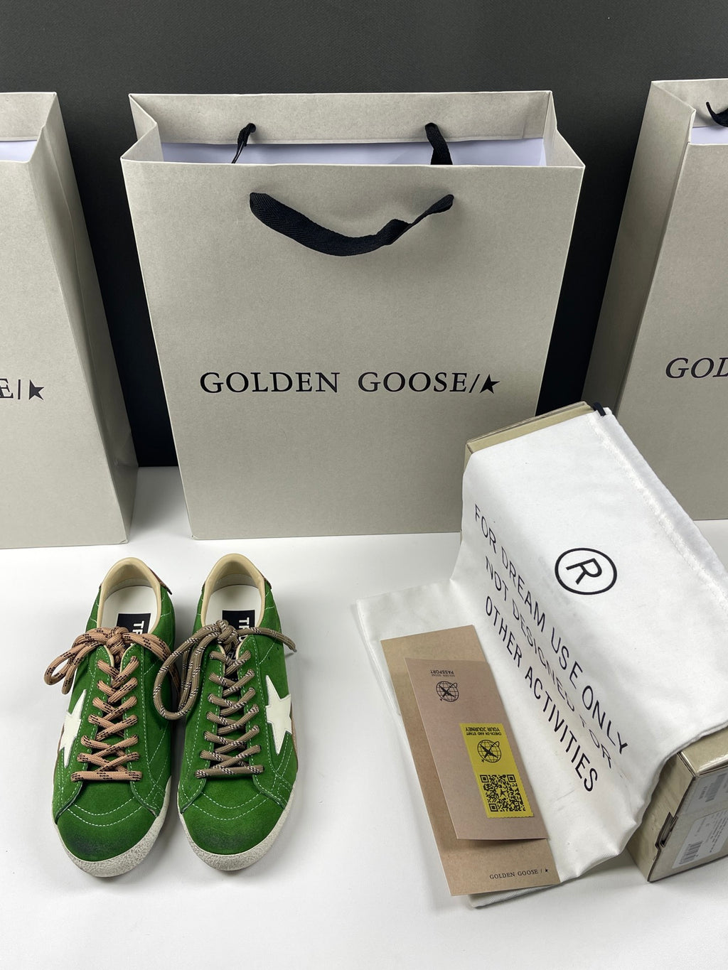 Golden Goose True-Star 'Green Suede White Leather Star/Brown Heel Tab'