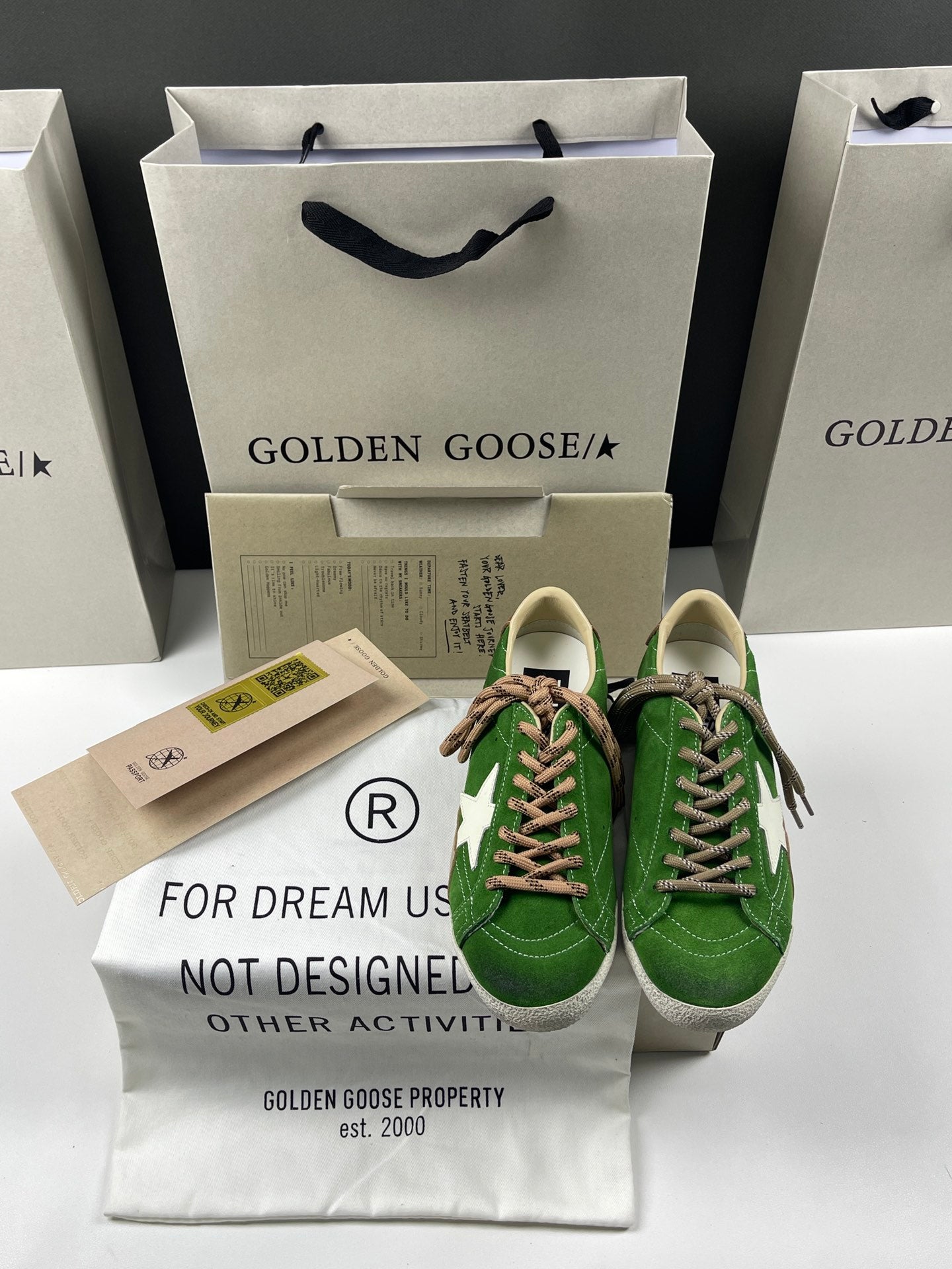 Golden Goose True-Star 'Green Suede White Leather Star/Brown Heel Tab'