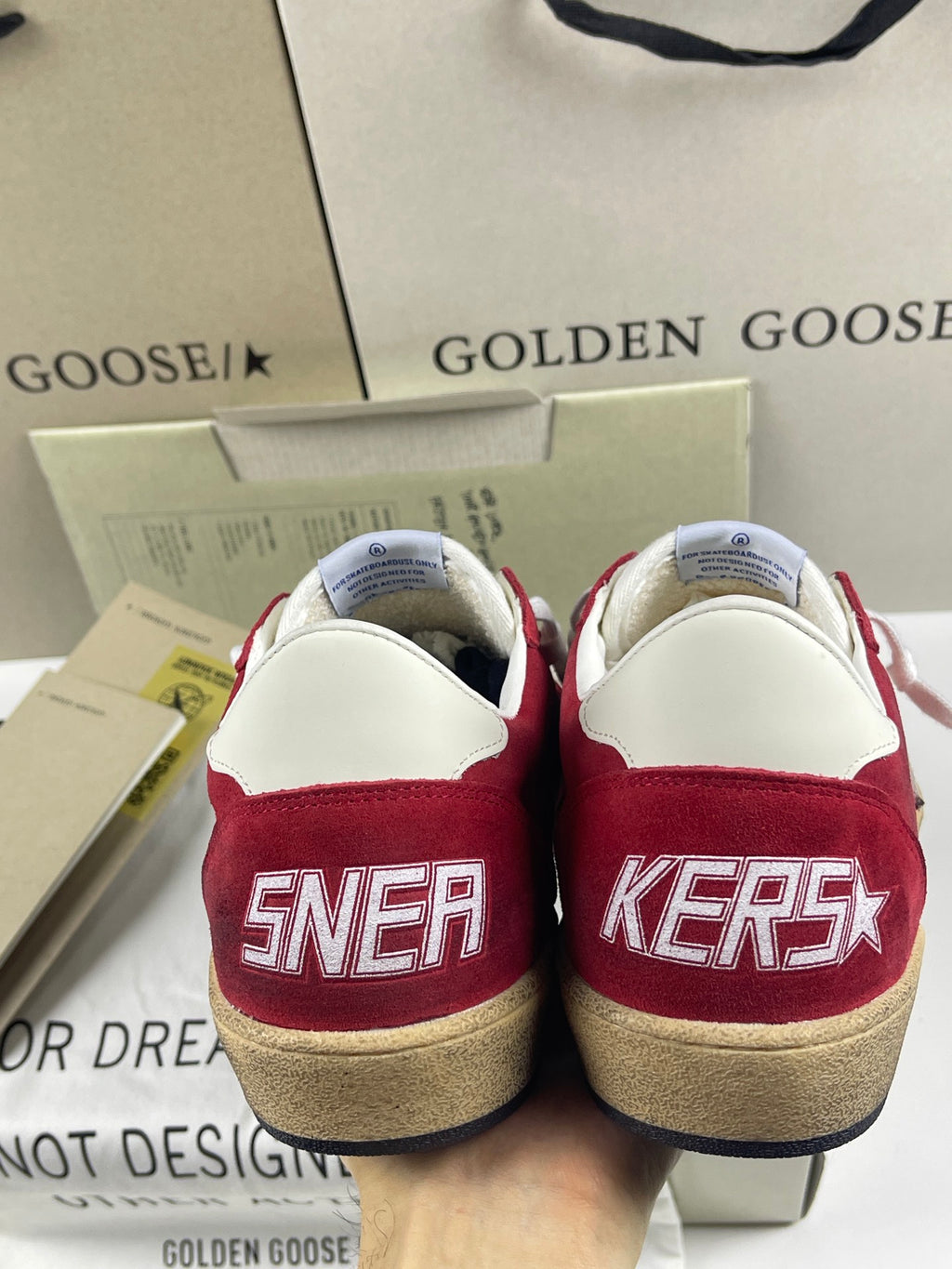 Golden Goose Ball-Star 'Red Suede White Leather Star & Heel Tab'