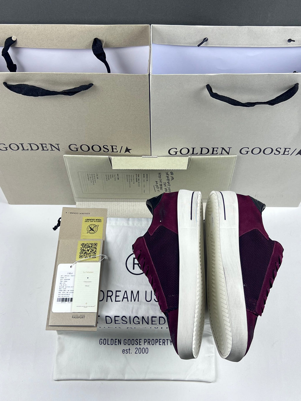 Golden Goose Stardan 'Black Mesh Burgundy Suede White Leather Star/Black Leather Heel Tab'