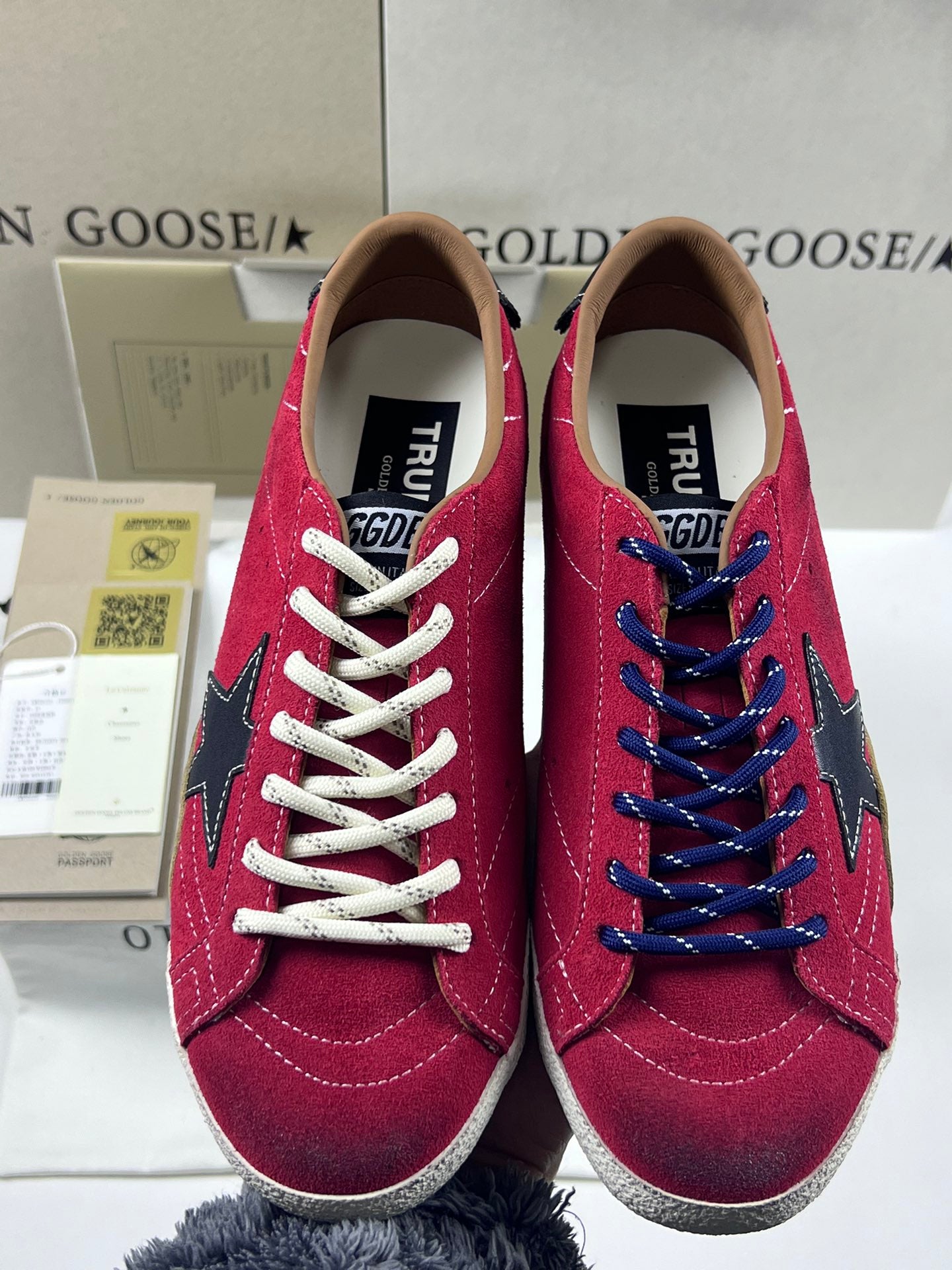 Golden Goose True-Star 'Red Suede Black Leather Star & Heel Tab'