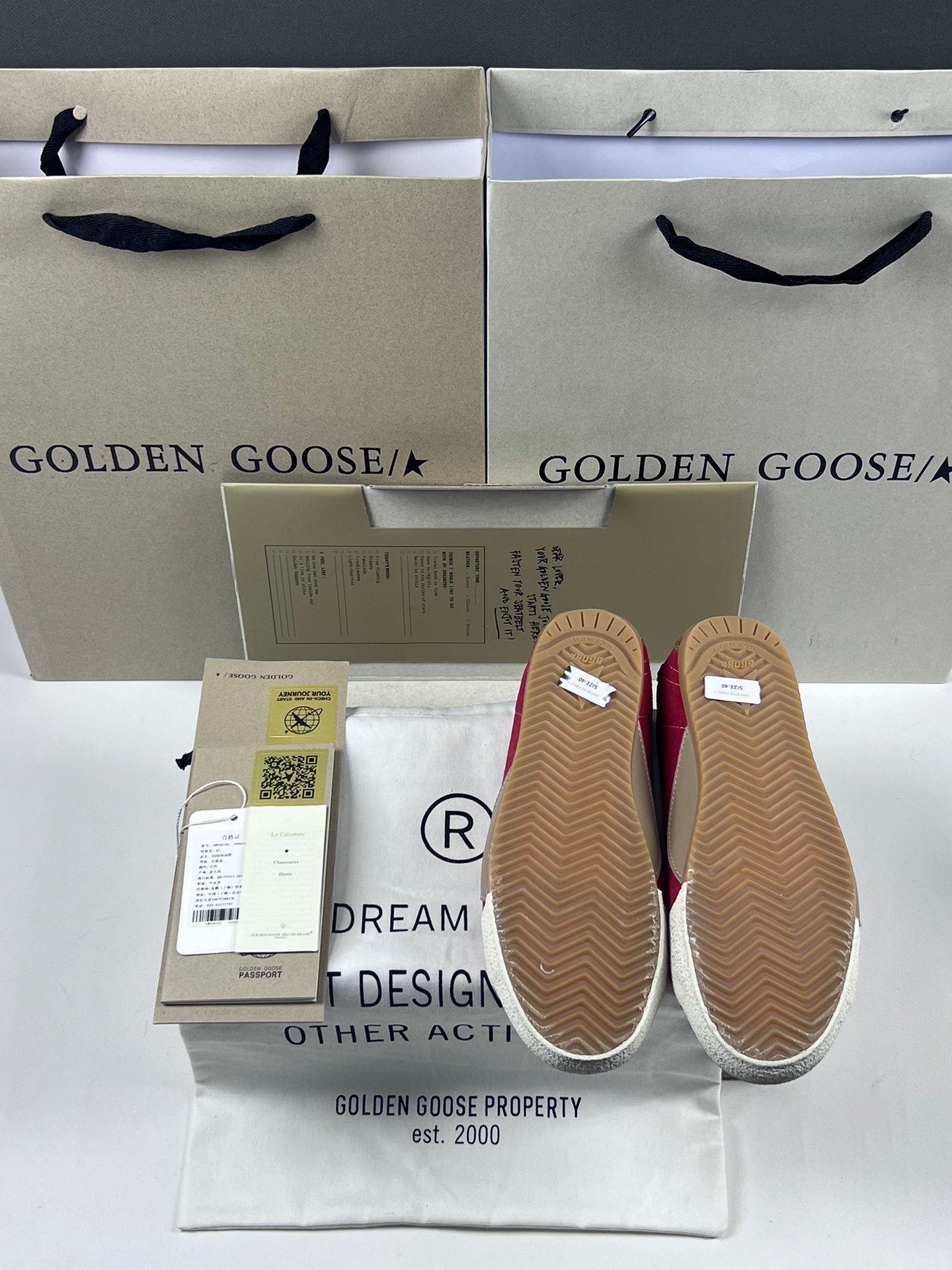Golden Goose True-Star 'Red Suede Black Leather Star & Heel Tab'