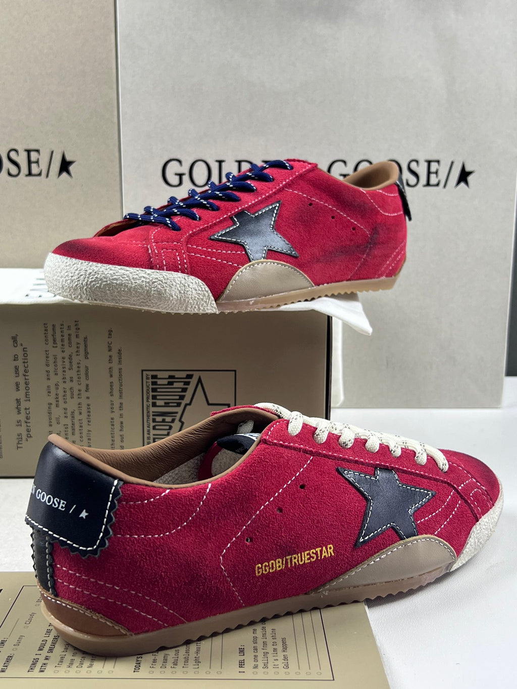 Golden Goose True-Star 'Red Suede Black Leather Star & Heel Tab'